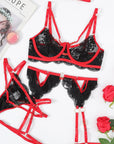 Athena Lingerie Set - Black and Red-Fascinating_Nights