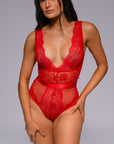 Ember Lace Bodysuit - Red-Fascinating_Nights