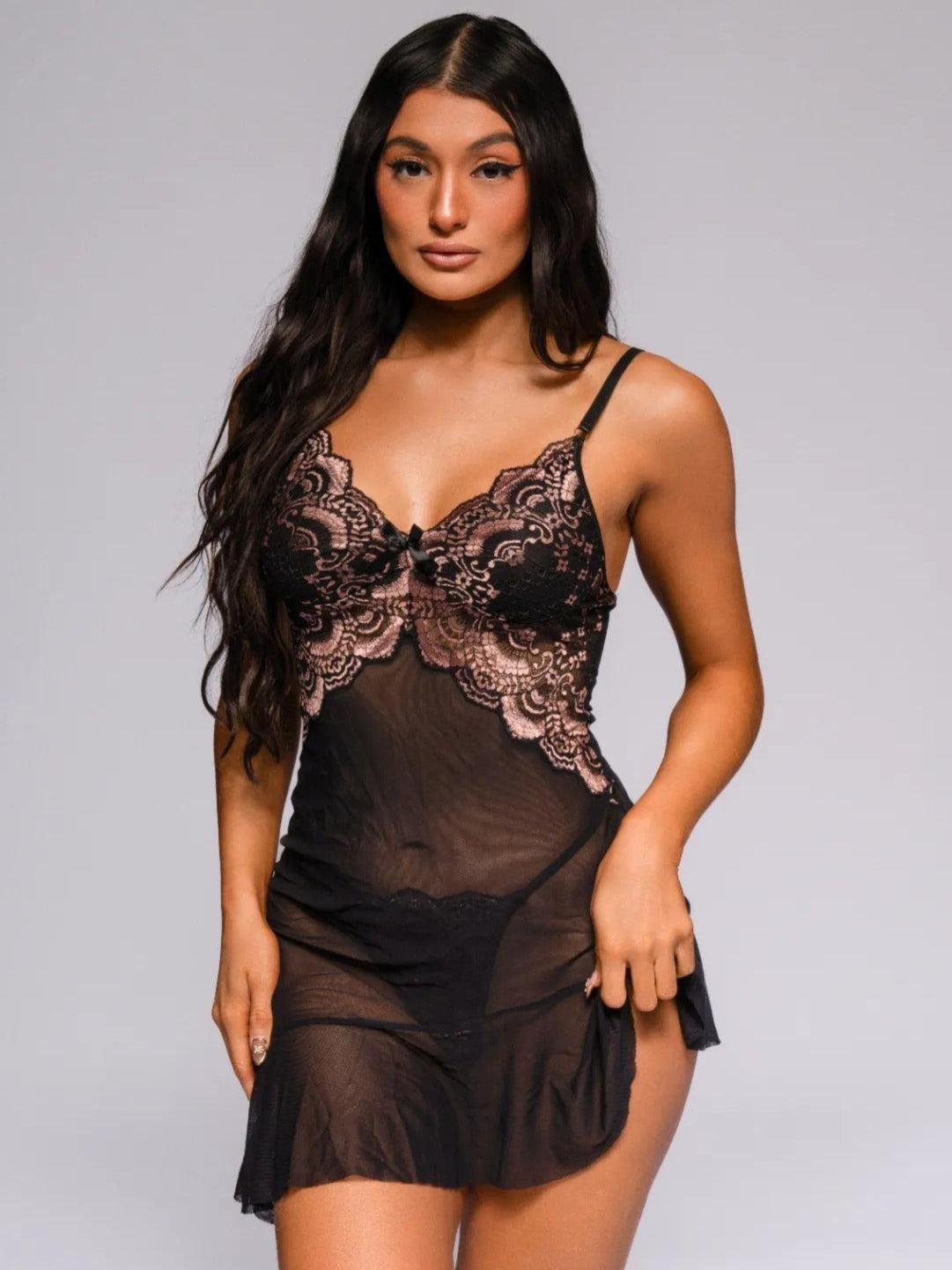 Helen Babydoll Set - Black-Fascinating_Nights