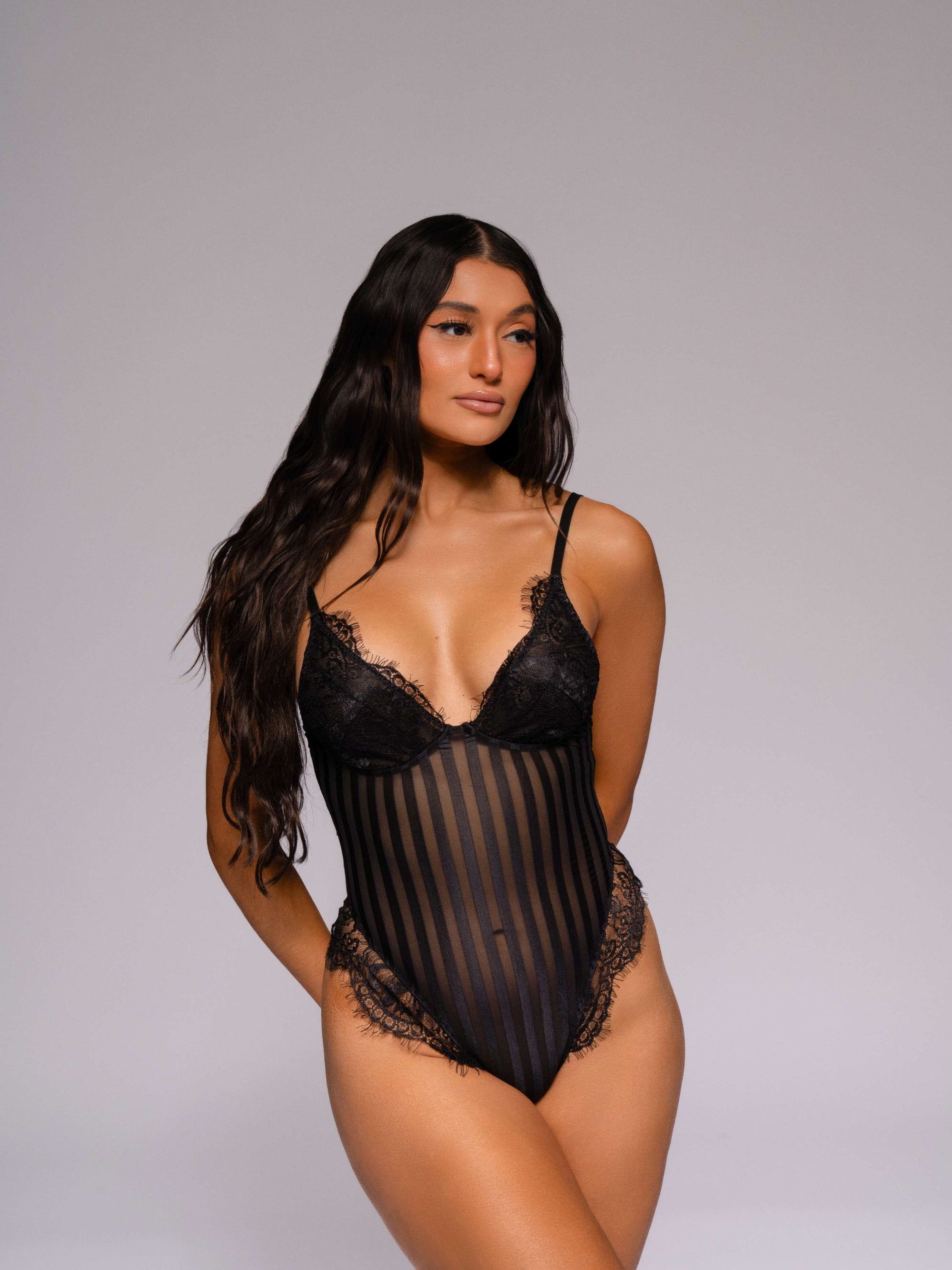 Lacy Bliss Bodysuit - Black-Fascinating_Nights