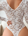 Mckayla Long Sleeve Bodysuit - White-Fascinating_Nights