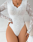 Mckayla Long Sleeve Bodysuit - White-Fascinating_Nights