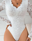 Mckayla Long Sleeve Bodysuit - White-Fascinating_Nights