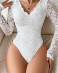 Mckayla Long Sleeve Bodysuit - White-Fascinating_Nights