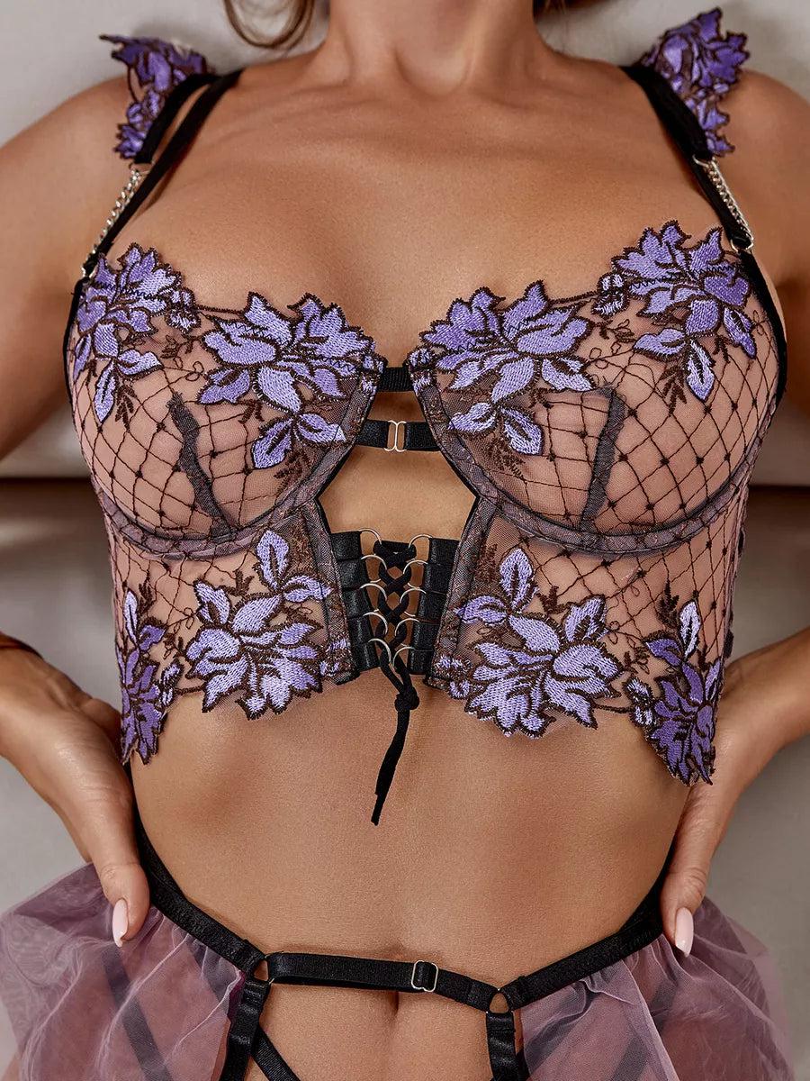 Neena Lingerie Set - Purple-Fascinating_Nights