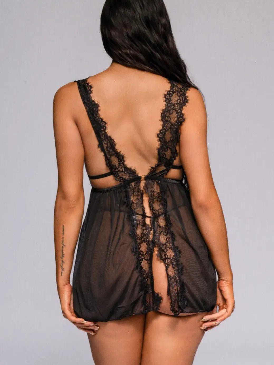 Nylah Babydoll Set - Black-Fascinating_Nights