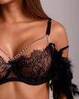 Raelynn Feather Lingerie Set - Black-Fascinating_Nights