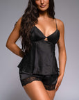 Réba Silk Cami Shorts Set - Black-Fascinating_Nights