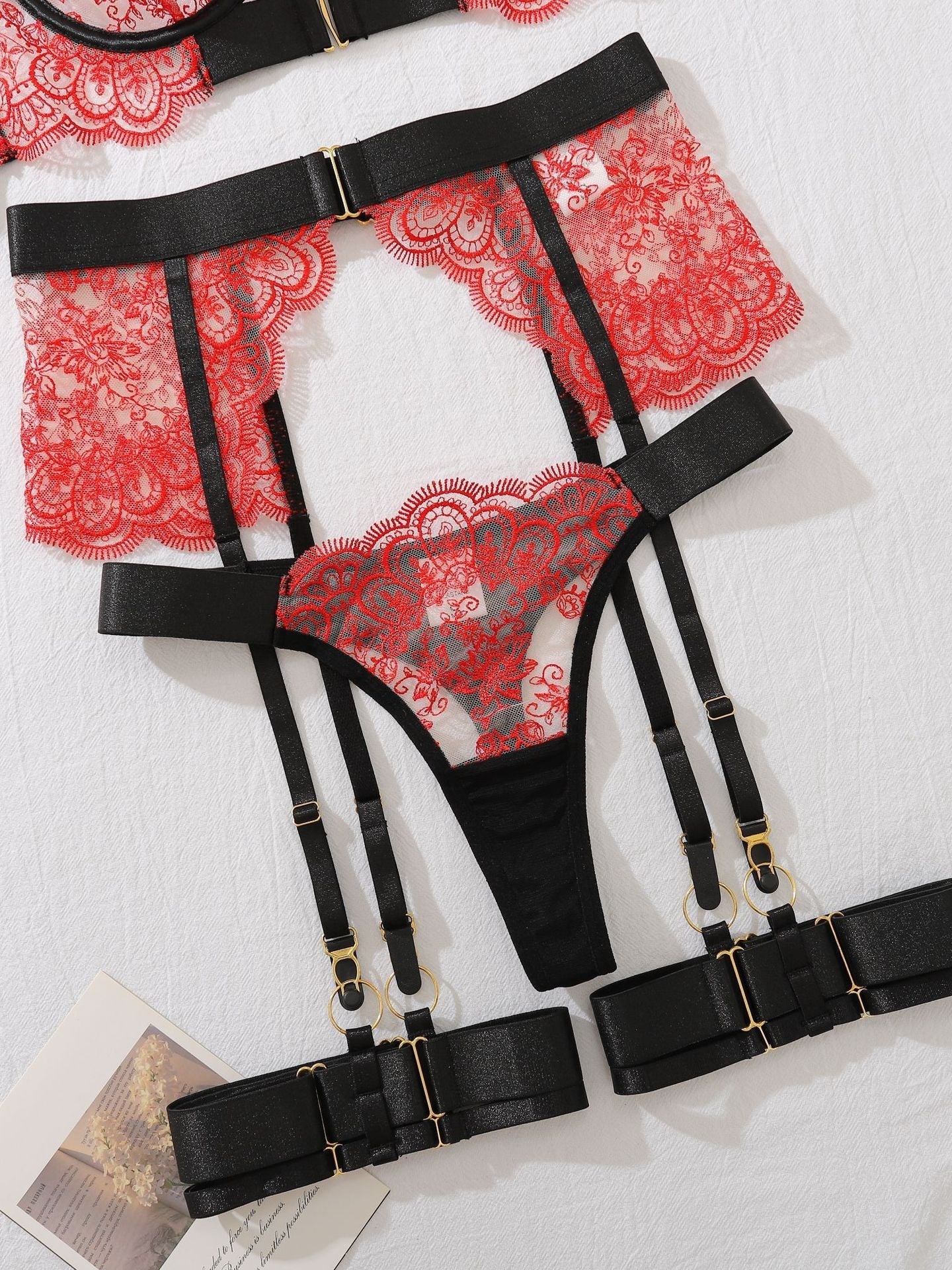 Sidonie Lingerie Set - Black and Red-Fascinating_Nights