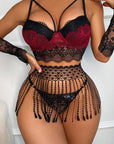 Siri Lingerie Set - Black & Burgundy-Fascinating_Nights