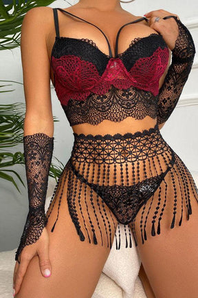 Siri Lingerie Set - Black and Burgundy-Fascinating_Nights